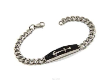 NLB|Bracciale Acciaio grumetta targa ancora smaltata nalbori_151295a