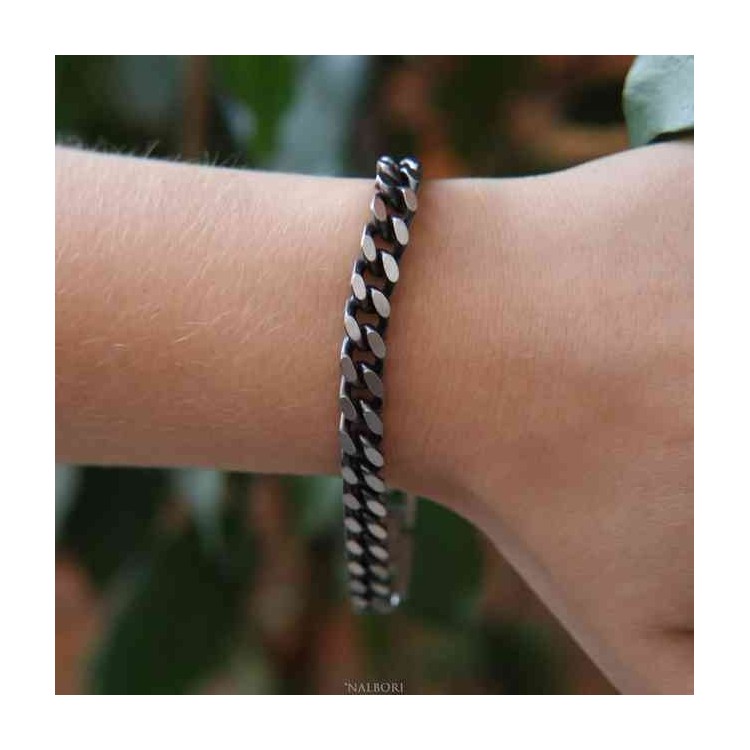 NLB|Bracciale Acciaio grumetta diamantata scuro nalbori_152501
