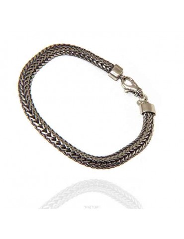 bracciale uomo argento 925 snake piatto doppio lungo cm 21,5