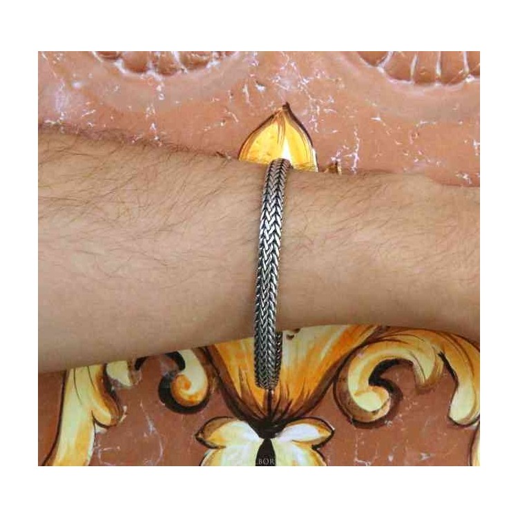 NLB|bracciale uomo argento 925 snake piatto doppio lungo cm 21,5