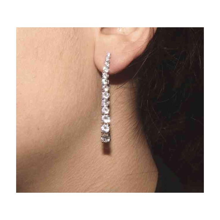 NALBORI Women's 925 silver tennis earrings with graduated white cubic zirconia