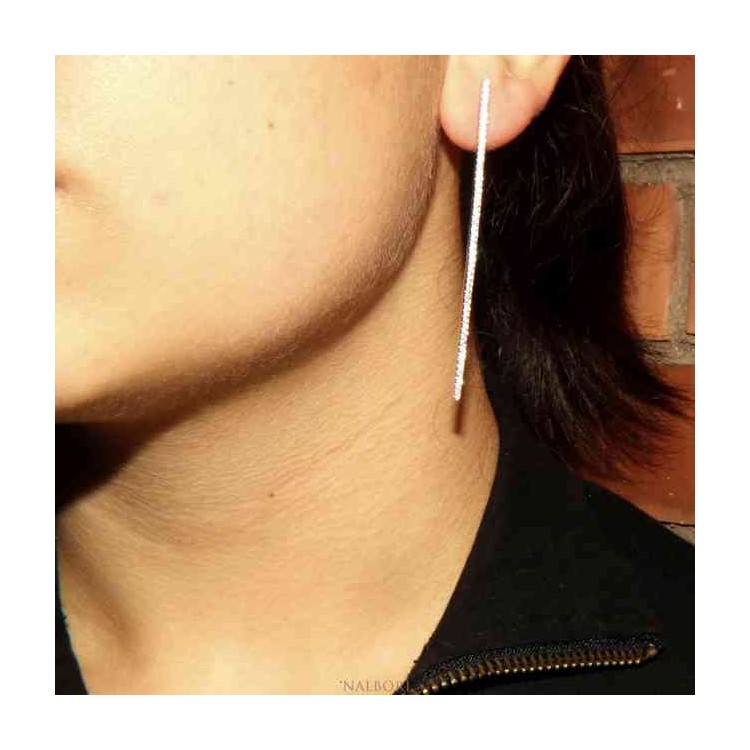 NLB|Earrings in 925 silver tennis match long white cubic zirconia