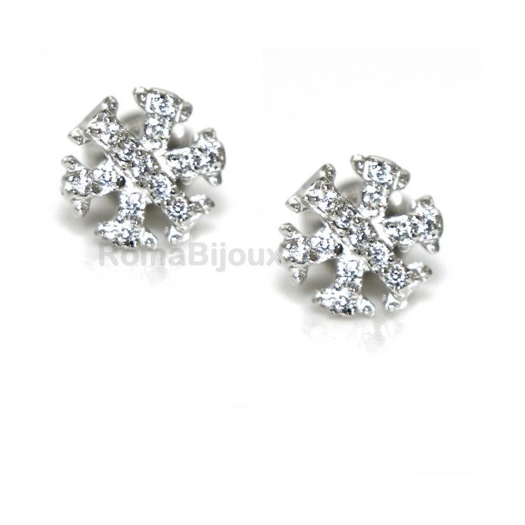 NLB|925: woman man white cubic zirconia earrings snowflake