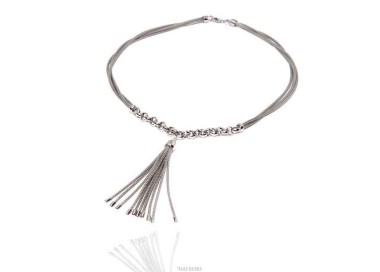 NALBORI 3-row necklace with tuft all 925 silver