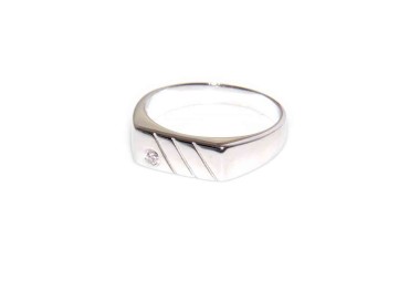 NLB|Anello Argento 925 chevalier scudo rettangolare con zircone NALBORI