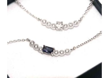 NLB|Argento 925 : Collana Collier donna centrale zirconi bianchi blu