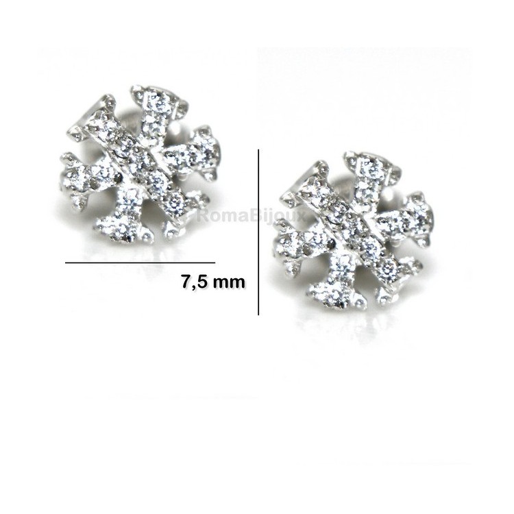 NLB|925: woman man white cubic zirconia earrings snowflake