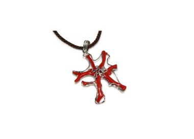 NLB|Esclusivo Ciondolo donna linea Capri in argento 925 con corallo naturale a stella e cordone