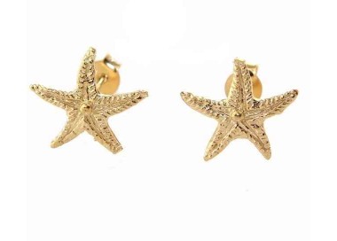 NLB|Argento 925: orecchini al lobo con stella marina media galv. oro giallo