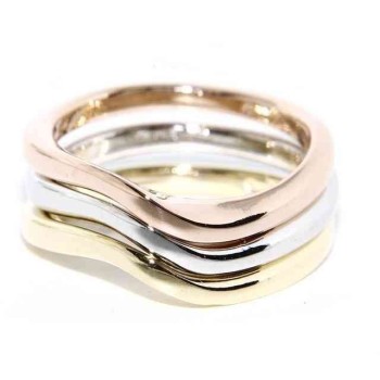 NLB|tris anelli onda argento 925 in 3 colori oro bianco giallo rosa