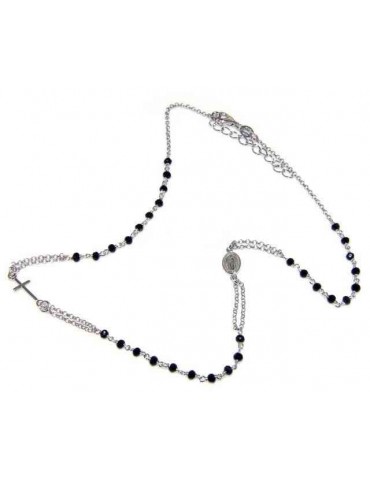 girocollo rosario argento 925 cristallo nero 45+5 madonna miracolosa NALBORI