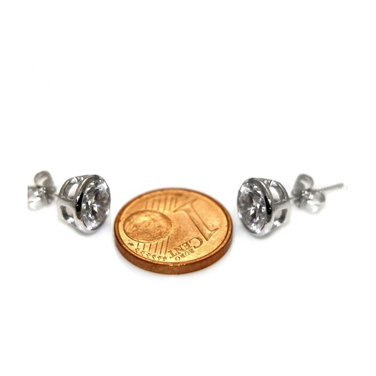 NLB|Argento 925 : orecchini donna uomo micro cipollina 7 mm zirconi bianchi