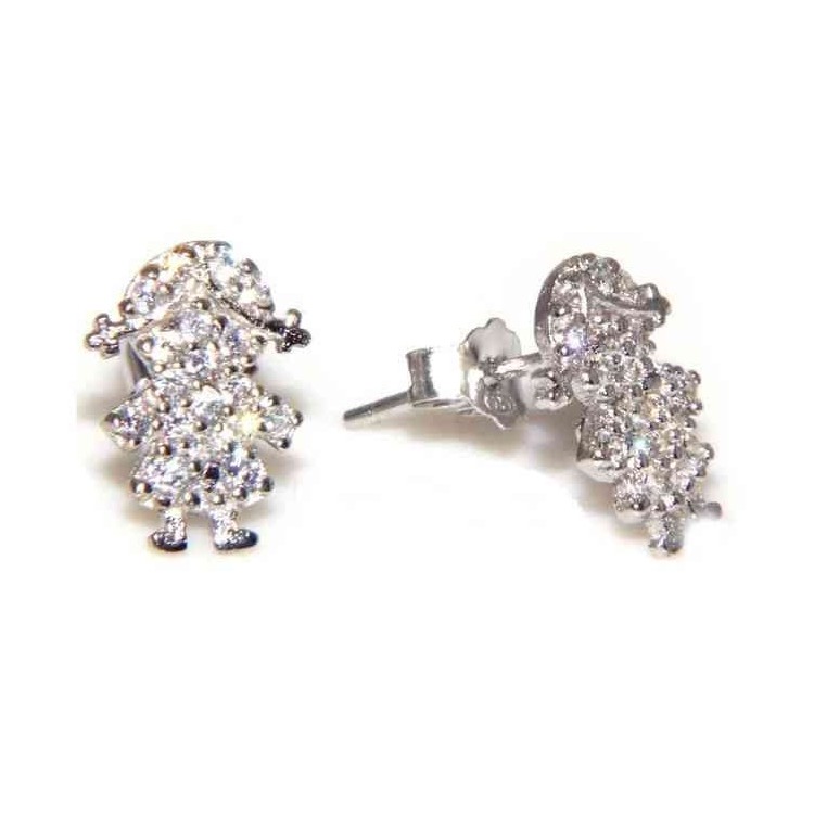NLB|orecchini argento 925 bambina con pavè di zirconi