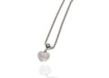 NLB|Collana argento 925 cuore di zirconi maglia popcorn N1292