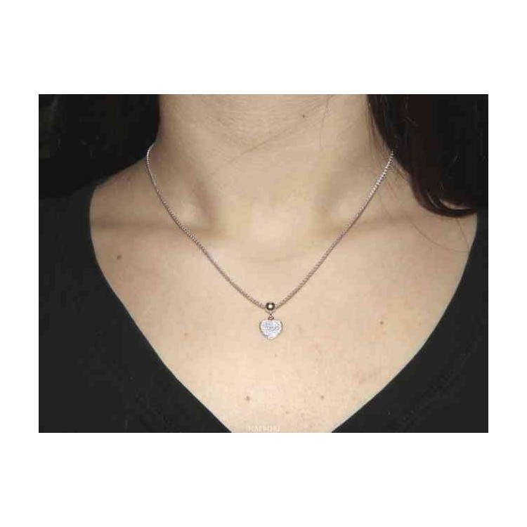 NLB|NALBORI woman necklace 925 silver heart of cubic zirconia with popcorn