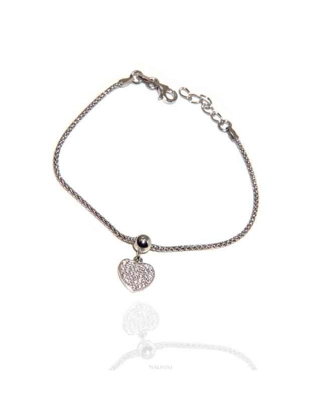 NALBORI 925 silver bracelet with cubic zirconia heart and popcorn NALBORI 925 silver bracelet with cubic zirconia heart and popcorn