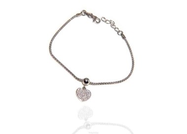 NALBORI 925 silver bracelet with cubic zirconia heart and popcorn