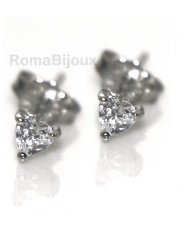   Argento 925 : orecchini donna uomo micro griffe cuore 3 mm zirconi bianchi