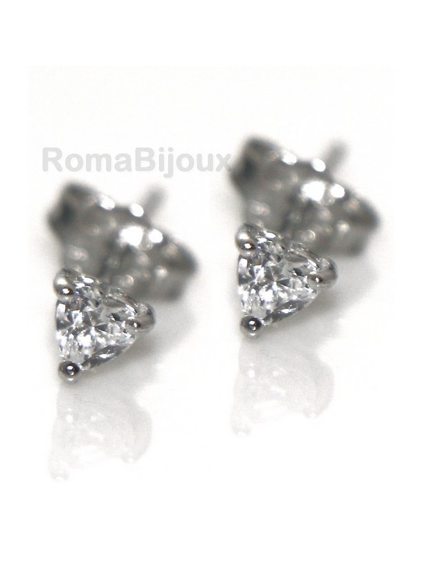Argento 925 : orecchini donna uomo micro griffe cuore 3 mm zirconi bianchi Argento 925 : orecchini donna uomo micro griffe cuore 3 mm zirconi bianchi