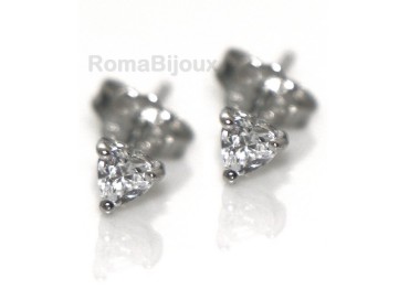 NLB|  Argento 925 : orecchini donna uomo micro griffe cuore 3 mm zirconi bianchi