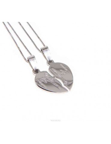 2 collane lui e lei cuore spezzato in argento 925 Ci Ameremo per Sempre