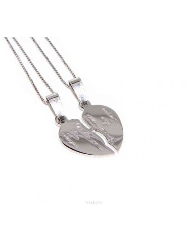 925 silver broken heart pendant for him and her + 2 necklaces NALBORI
