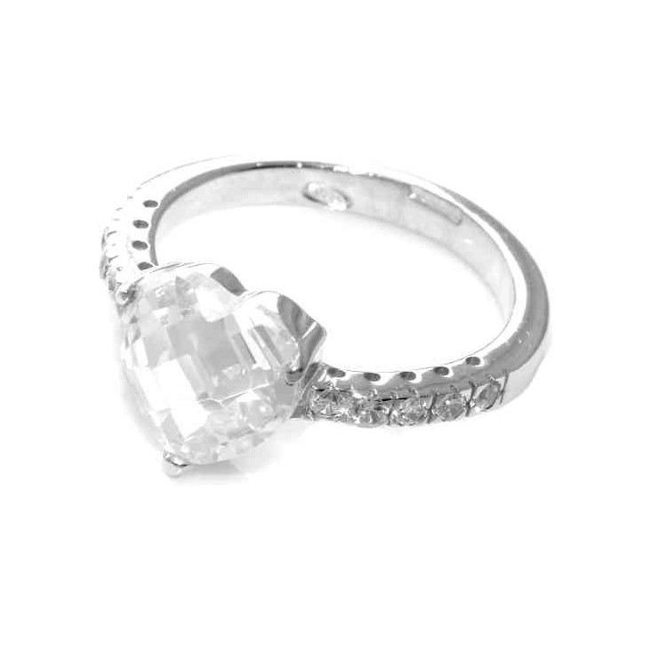 NLB|925 silver riviera ring with heart-shaped central stone