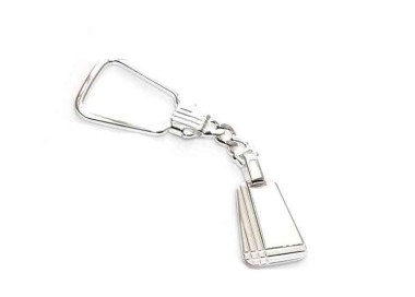 NLB|Men's or Women's Keyring KeyRing Silver Plated Trapezoidal Plate 925 Massif 14 gr