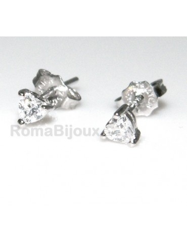   Argento 925 : orecchini donna uomo micro griffe cuore 3 mm zirconi bianchi