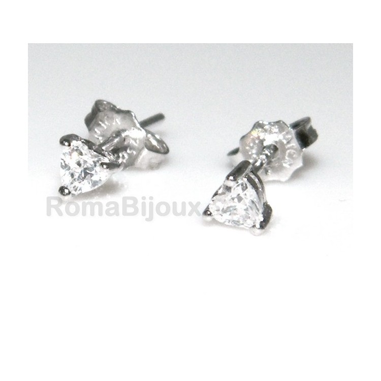 NLB| genuine silver 925: earrings male micro jaws heart 3mm cubic zirconia