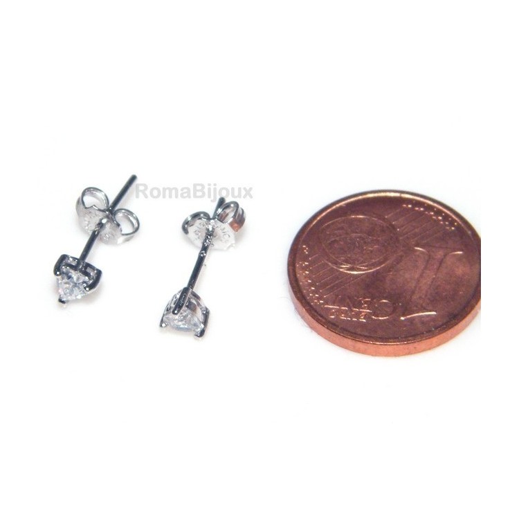 NLB| genuine silver 925: earrings male micro jaws heart 3mm cubic zirconia