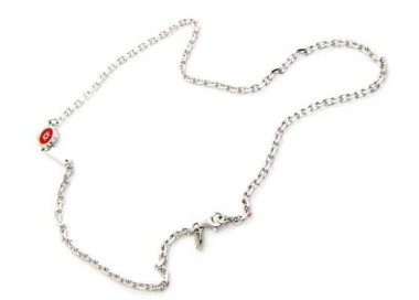 NLB|fine silver : Necklace chain man 50 cm filled with wind rose red enamel