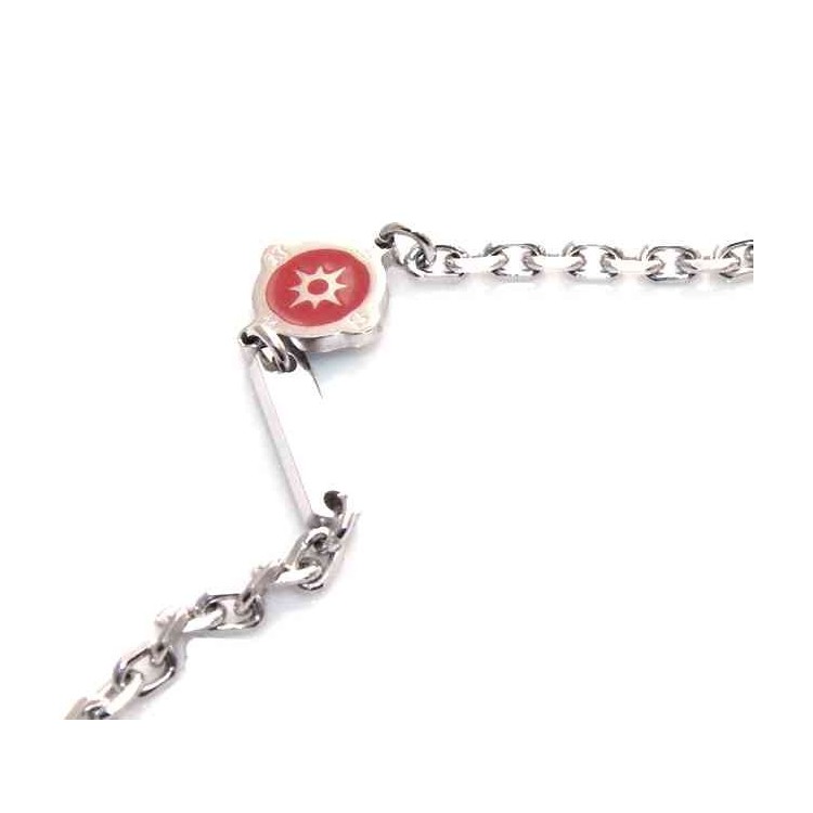 NLB|fine silver : Necklace chain man 50 cm filled with wind rose red enamel