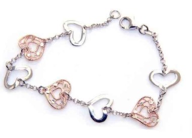NLB|Bracciale donna argento 925 cuori taglio laser e lucidi