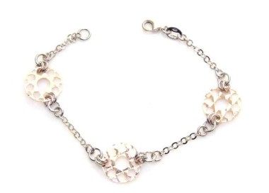 NLB|Fine Silver 925 : woman bracelet two colors with diamond wheels