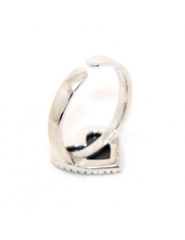 Anello in argento 925 con cuore di onice e zirconi