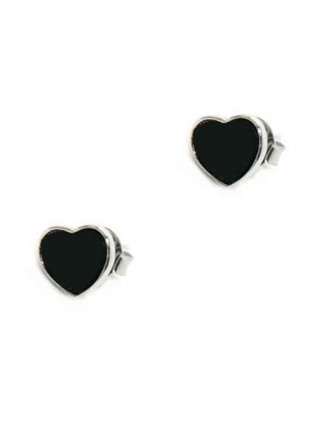 NALBORI orecchini argento 925 cuore piccolo onice