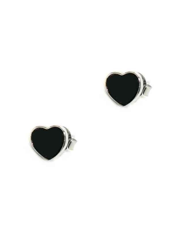 NALBORI orecchini argento 925 cuore piccolo onice NALBORI orecchini argento 925 cuore piccolo onice