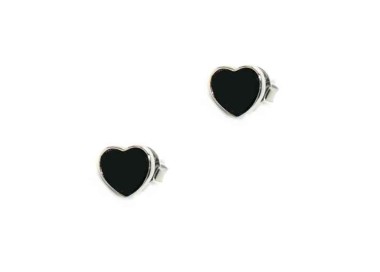 NALBORI orecchini argento 925 cuore piccolo onice
