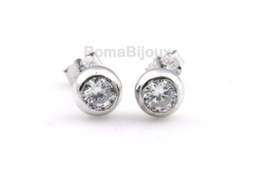 NLB|genuine 925 silver earrings for women man onion domed 4mm cubic zirconia