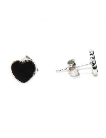 NALBORI orecchini argento 925 cuore piccolo onice