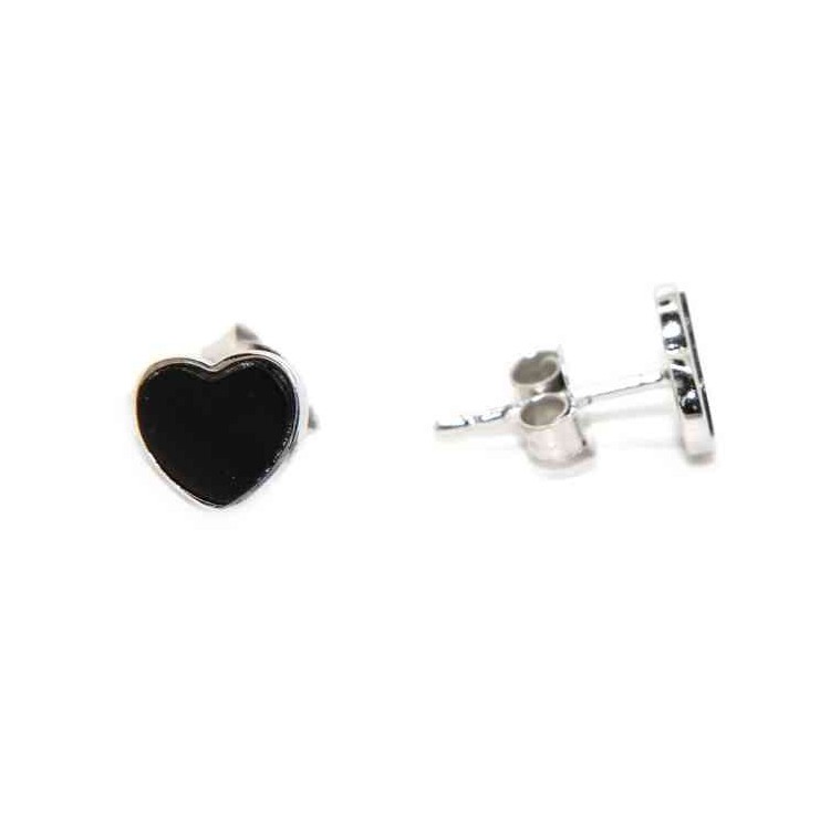 NALBORI orecchini argento 925 cuore piccolo onice