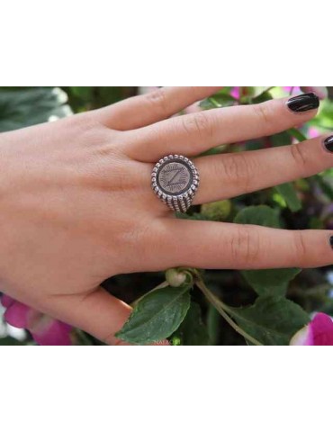 NALBORI Ring Silver 925 for man or woman chevalier shield adjustable with various subjects and monogram