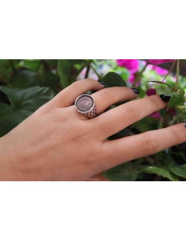 NALBORI Ring Silver 925 for man or woman diamond shield Monogram