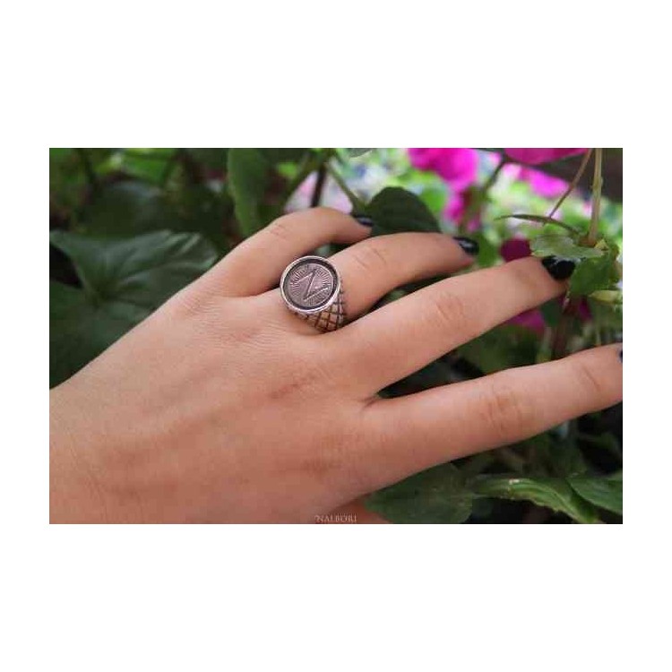 NALBORI Ring Silver 925 for man or woman diamond shield Monogram