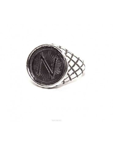 NALBORI Anello Argento 925 da uomo o donna scudo rombi Monogramma stemma