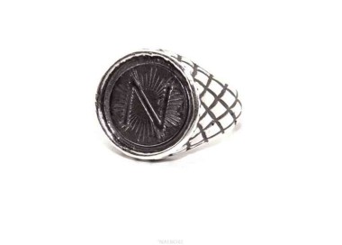 NALBORI Anello Argento 925 da uomo o donna scudo rombi Monogramma stemma