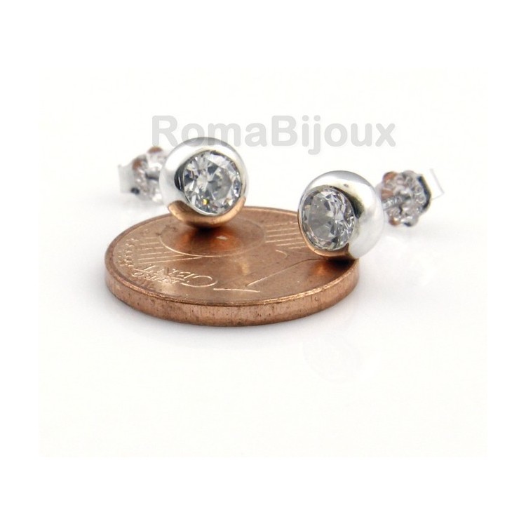 NLB|genuine 925 silver earrings for women man onion domed 4mm cubic zirconia