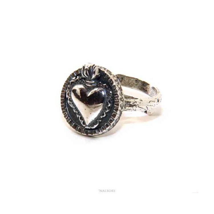 NLB|Ring Silver 925 for man or woman adjustable shield sacred Heart