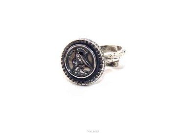 NALBORI Ring Silver 925 for man or woman adjustable shield holy rita